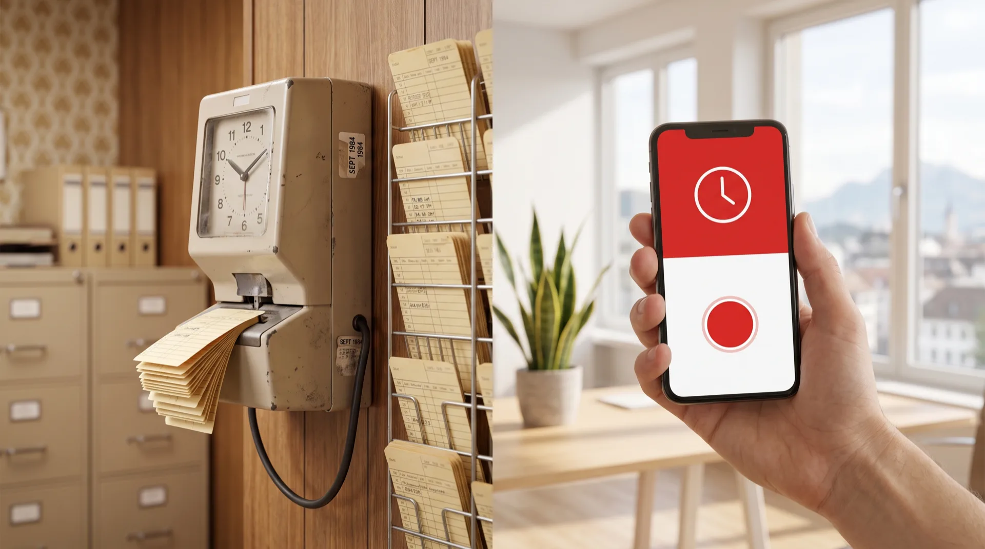 Timbreuse virtuelle Cloq : le timbrage sur smartphone remplace la timbreuse murale et les cartes en papier